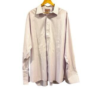 THOMAS PINK Men’s cotton Dress Shirt, white and pink, workwear office, 47/95cm